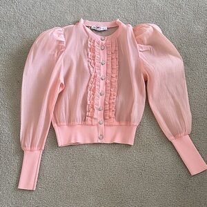 Zara Coral Ruffled Cardigan